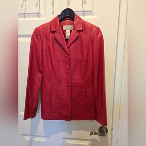 Women's Liz Clairborne Red Leather Jacket Size 4 VGUC